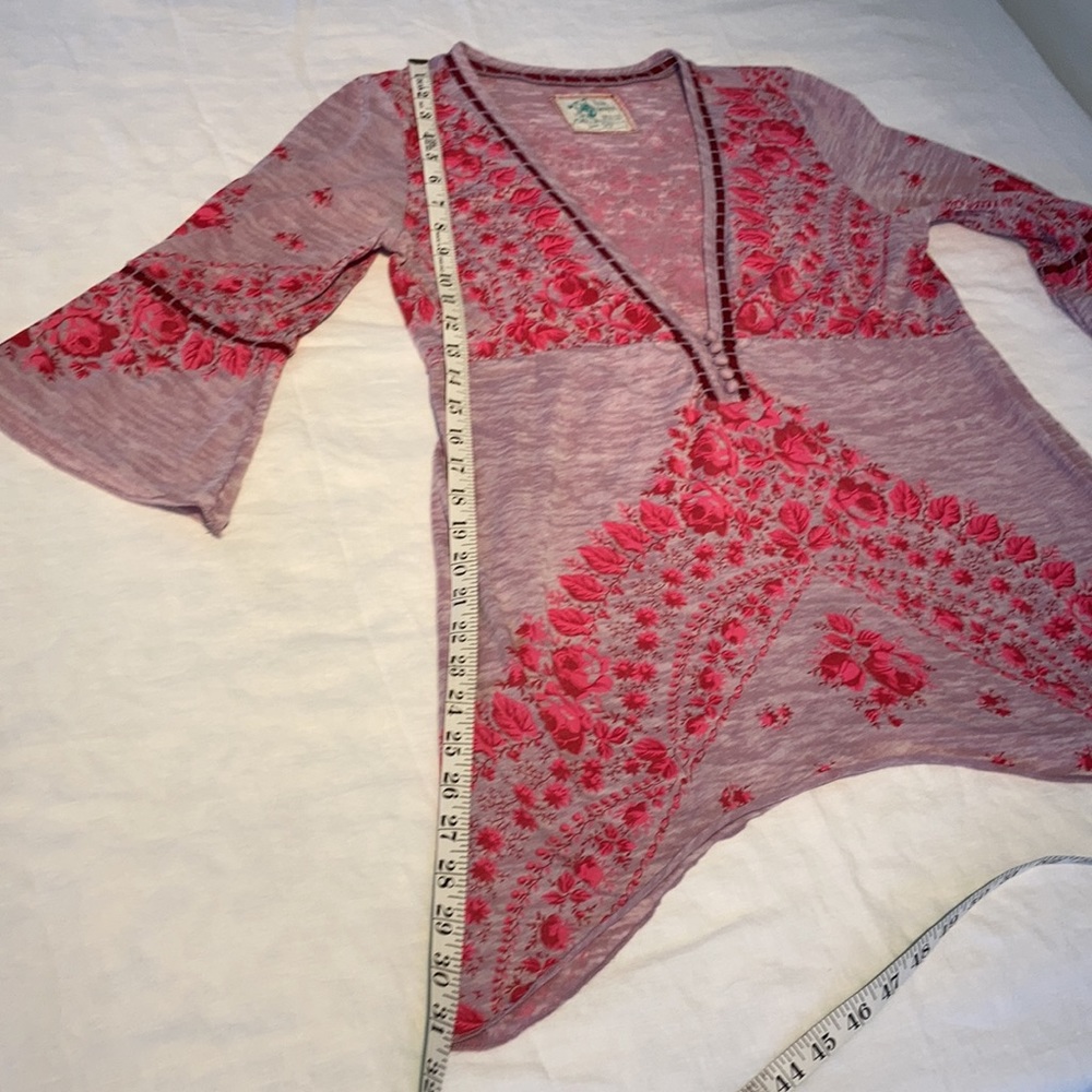 Free people boho tunic top floral romantic S - Picture 11 of 15